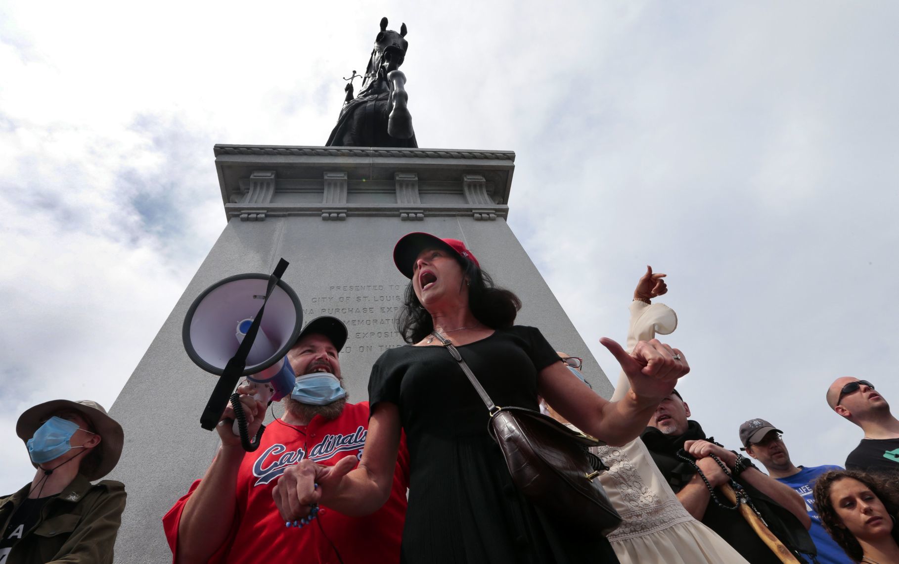 Protest over statue of St. Louis' namesake